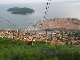 ロープウェイの中から見るドブロブニク旧市街